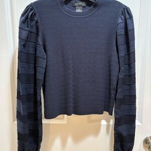 Club Monaco Navy Sweater with Textured Sleeves